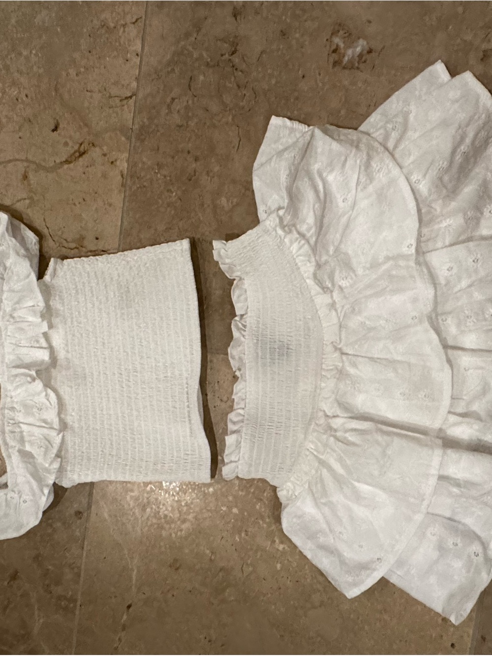 wild fable White Smocked Crop Top and Ruffle Skirt Set